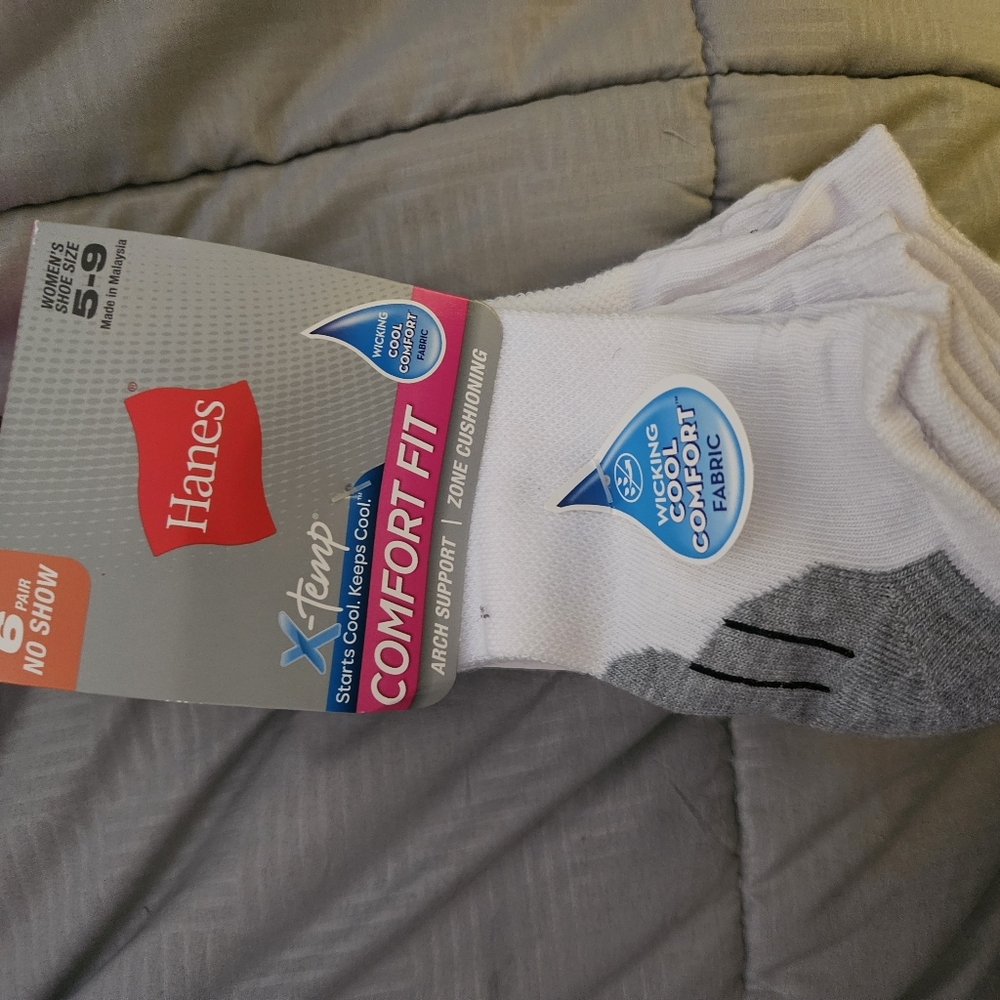 Hanes White and Gray Athletic Socks with Comfort Fit